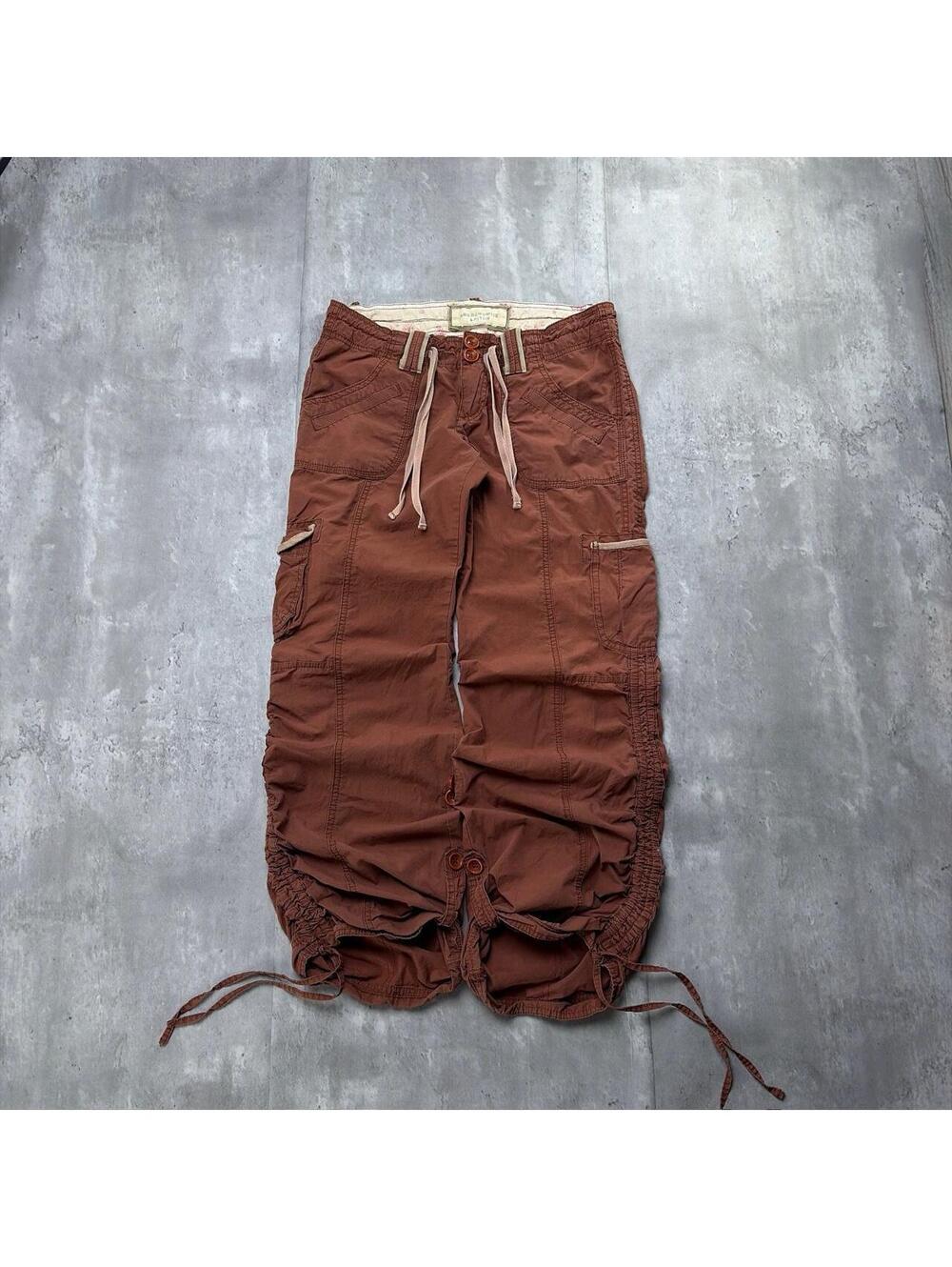 Y2K Brown Abercrombie & Fitch Grunge Cargo Gothic Capri Pants